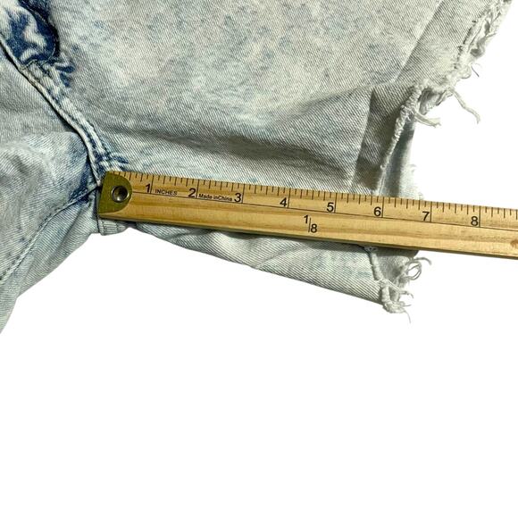 Carbon Womens Jean Shorts 32 Mid Rise Zip Fly Homemade Denim Shorts Acid Wash - Picture 9 of 10